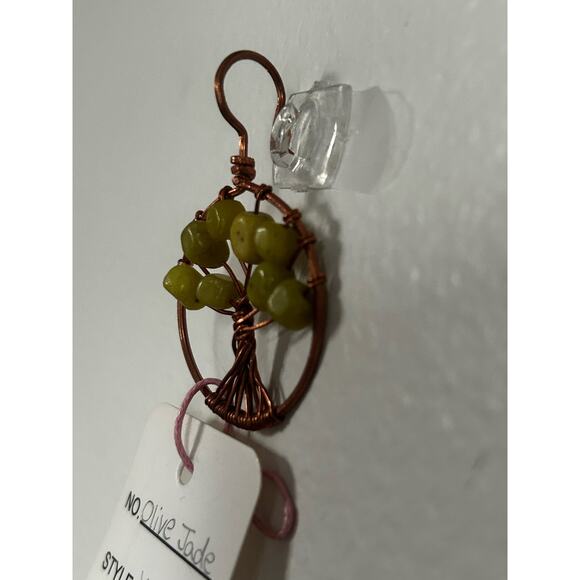 Handmade Copper and Serpentine Crystal Tree of life 3.5x2” Wall Decor - Picture 4 of 5